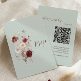 ヴィンテージ ダブグレー パールアッシュ パステル フローラルRSVP 出欠カード