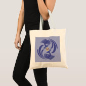 ヴィンテージ ダブル カラスの青 トートバッグ (正面(商品))