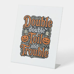 ヴィンテージ ダブル トイル トラブル ハロウィン Tシャツ デザイン 台座サイン