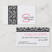 ヴィンテージ; ダマスク織のモノグラム 名刺 (正面/裏面)