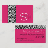 ヴィンテージ; ダマスク織のモノグラム 名刺 (正面/裏面)