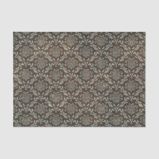 ヴィンテージ、ダマスク織、ビクトリア時代の人、greybrown、ゴシック様式黒 薄葉紙 (正面)