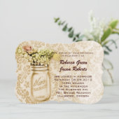 ヴィンテージ ダマスク ウェスタン フラワーマソンジャー ウェディング 招待状 (スタンド正面)