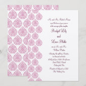 ヴィンテージ ダマスク ウェディング インビテーション（ピンク/オフホワイト） 招待状 (正面/裏面)