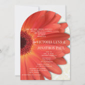 ヴィンテージ ダマスク オレンジ ゲルバー デイジー ウェディング フォト 招待状 (裏面)