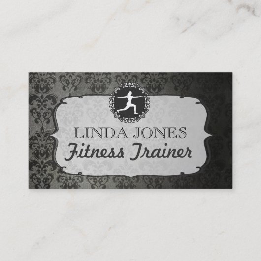 ヴィンテージ ダマスク ジム ヨガ フィットネス トレーナー カード (正面)