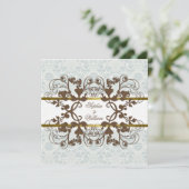ヴィンテージ ダマスク スワール フローラル レース ウェディング インビテ 招待状 (スタンド正面)