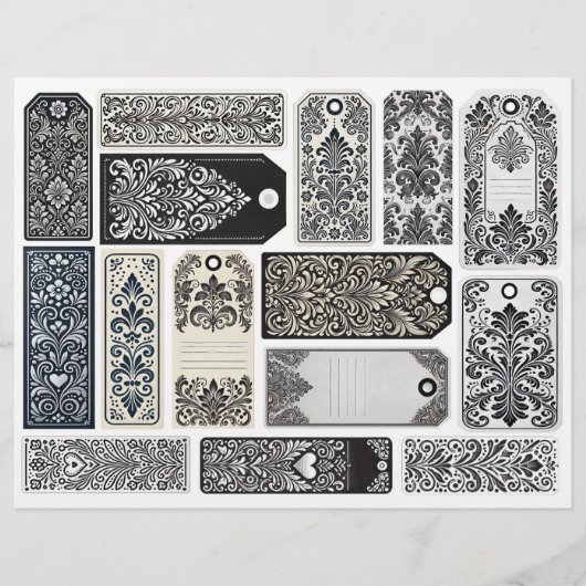 ヴィンテージ ダマスク デザイン ジャンク ジャーナル タグ (正面)