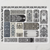 ヴィンテージ ダマスク デザイン ジャンク ジャーナル タグ (正面/裏面)