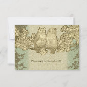 ヴィンテージ·ダマスク·フクロウ夫妻のrsvpと封筒 出欠カード (裏面)