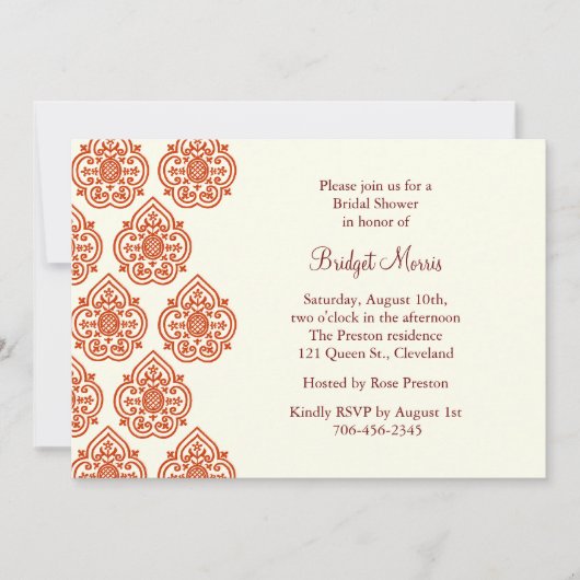 ヴィンテージ ダマスク ブライダルシャワー インビテーション (正面)