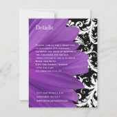 ヴィンテージ ダマスク ラベンダー ガーベル デイジー ウェディング 招待状 (正面)