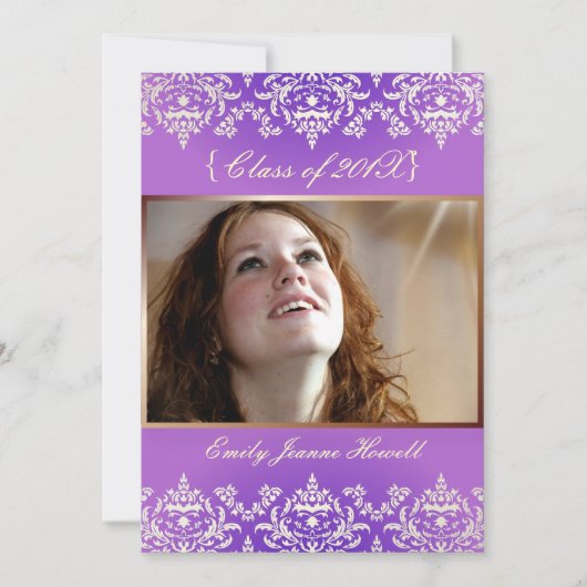 ヴィンテージ ダマスク/卒業パーティー 招待状 (正面)