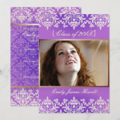 ヴィンテージ ダマスク/卒業パーティー 招待状 (正面/裏面)