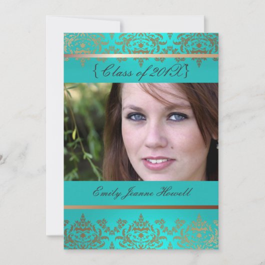 ヴィンテージ ダマスク/卒業パーティー 招待状 (正面)