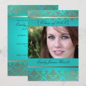 ヴィンテージ ダマスク/卒業パーティー 招待状 (正面/裏面)