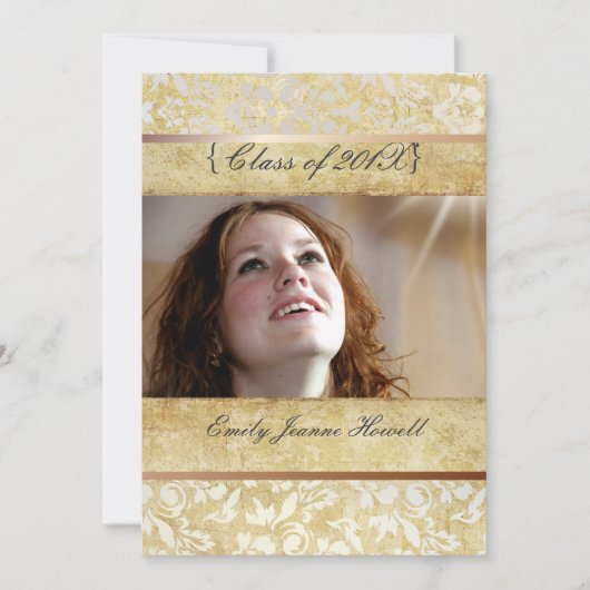 ヴィンテージ ダマスク/卒業パーティ 招待状 (正面)