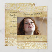 ヴィンテージ ダマスク/卒業パーティ 招待状 (正面/裏面)