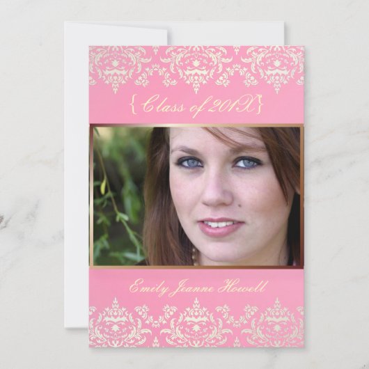 ヴィンテージ ダマスク/卒業式/手作りカラー 招待状 (正面)