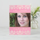 ヴィンテージ ダマスク/卒業式/手作りカラー 招待状 (スタンド正面)