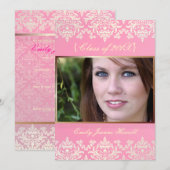 ヴィンテージ ダマスク/卒業式/手作りカラー 招待状 (正面/裏面)