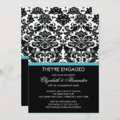 ヴィンテージ ダマスク 婚約パーティー 招待状 (正面/裏面)
