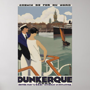 ヴィンテージ ダンケルク フランス 旅行ポスター シェミン ド フェール ポスター