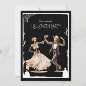 ヴィンテージ ダンシング スケルトン 大人ハロウィンパーティー 招待状 (正面)