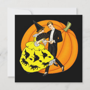 ヴィンテージ ダンシング ハロウィン カップル パンプキン カード
