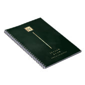 ヴィンテージ ダークエメラルドグリーン ゴールド モノグラム スパイラル ノートブック (右側)