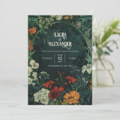 ヴィンテージ ダーク フローラル ウェディング 招待状 (スタンド正面)