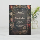 ヴィンテージ ダーク ローズ ゴシック ブライズ シャワー 招待状 (スタンド正面)