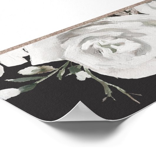 ヴィンテージ チェリッシュ ホワイト フラワーズ 愛する人の記憶のサイン ポスター (角)