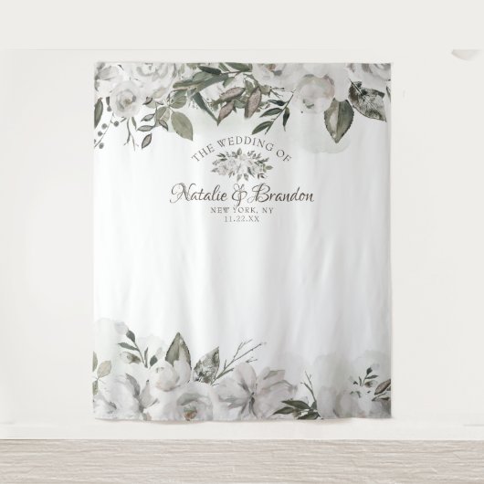 ヴィンテージ チェリッシュ ローズ ウェディング フォトブース 背景 タペストリー (正面)