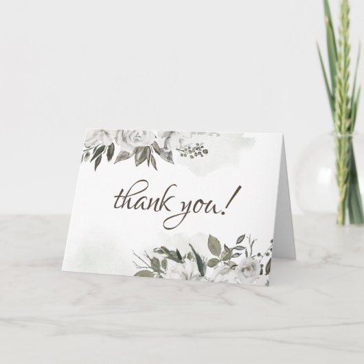 ヴィンテージ チェリッシュ ローズ フラワーズ カスタム ウェディング フォト サンキューカード (正面)