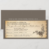 ヴィンテージ チケット タイポグラフィー アニバーサリー インビテーションズ 招待状 (正面/裏面)