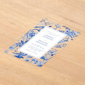 ヴィンテージ チノワジリー アジアン ピーコック フラワー ウェディング アクリル招待状 (レイダウン)