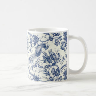 ヴィンテージ チャイノイズリー 青と白の花鳥マグカップ コーヒーマグカップ