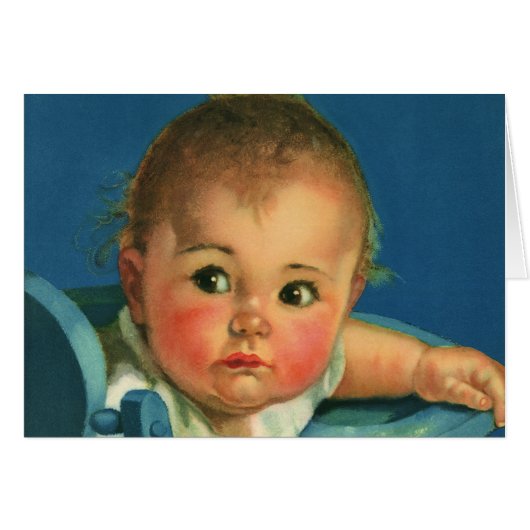ヴィンテージ チャイルド、ハイチェアに座るかわいい男の子または女の子 (正面横)