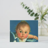 ヴィンテージ チャイルド、ハイチェアのキュートな赤ちゃん 招待状 (スタンド正面)