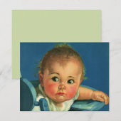 ヴィンテージ チャイルド、ハイチェアのキュートな赤ちゃん 招待状 (正面/裏面)