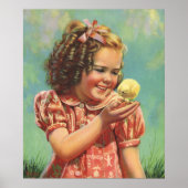 ヴィンテージ チャイルド, ハッピー スマイル, 赤ちゃんひよこと少女 ポスター (正面)