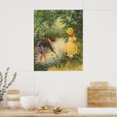 ヴィンテージ・チャイルド・ボーイ・ガール遊・バイ・クリーク ポスター (キッチン)