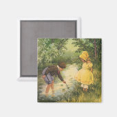 ヴィンテージ・チャイルド・ボーイ・ガール遊・バイ・クリーク マグネット (正面/裏面)