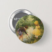 ヴィンテージ・チャイルド・ボーイ・ガール遊・バイ・クリーク 缶バッジ (正面&裏面)