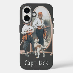 ヴィンテージ チャイルド, 少年の海賊, 犬, 鏡, 海賊 iPhone 16ケース