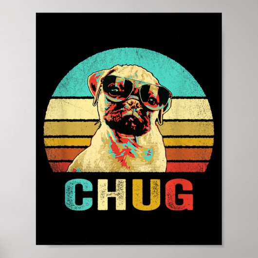 ヴィンテージ・チャグTシャツ・犬・夕日 ポスター (正面)
