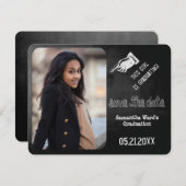 ヴィンテージ·チャルクボードの卒業写真が日付を救う セーブザデート (正面/裏面)