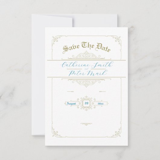 ヴィンテージ チャーム セーブ・ザ・デート カード (正面)