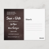 ヴィンテージ チョークボードのキューピッドがSave the Date ポストカード (裏面)